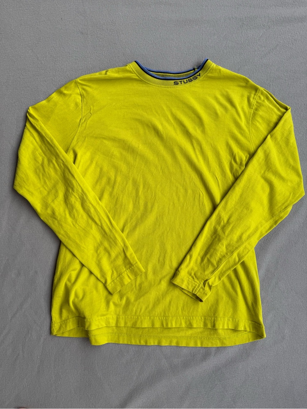 Stussy Long Sleeve Men Sz Small Tee Neon Green/Yellow Skate Casual Vintage Y2K